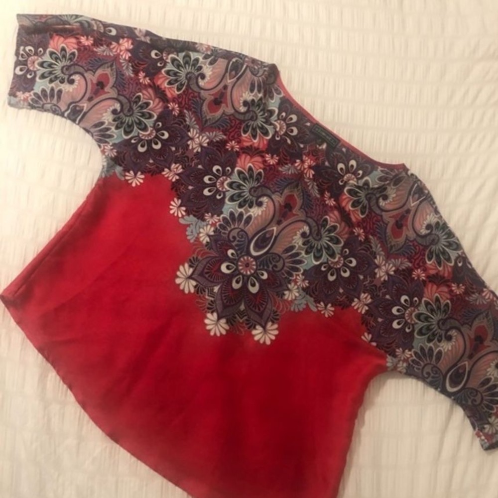 Y2K 90's Elementz Sz‎ XL hot pink silky kimono sleeve party Holiday Valentines